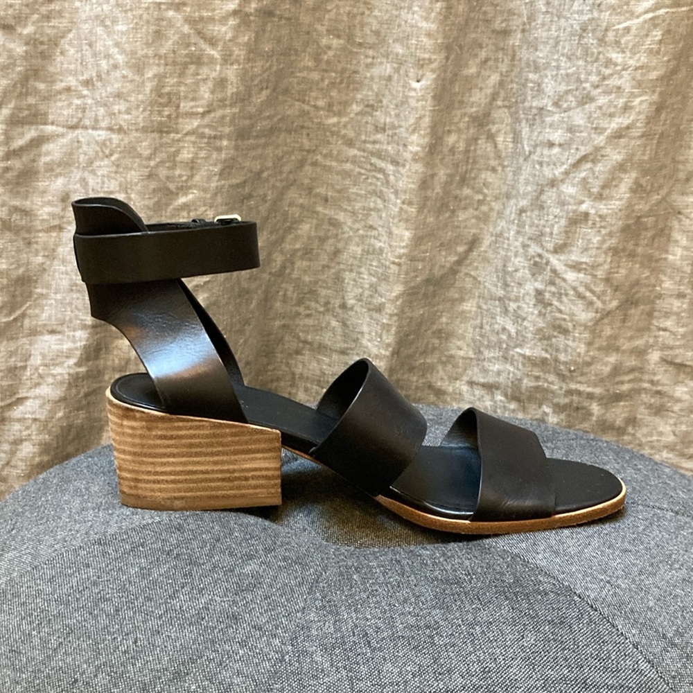 Vince Black Sandals with Chunky Heel and Adjustable Ankle Strap